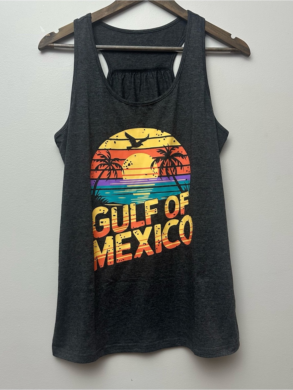 Women's Gulf of Mexico Grey Racerback Tank Top Large